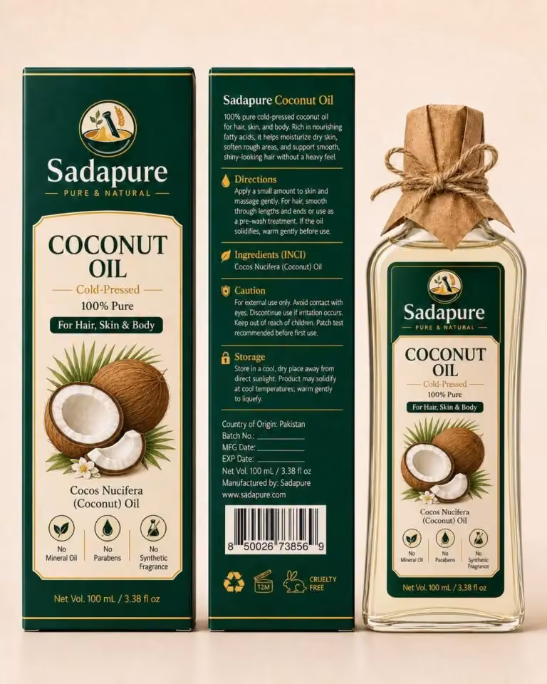 SadaPure Cold-Pressed Coconut Oil bottle