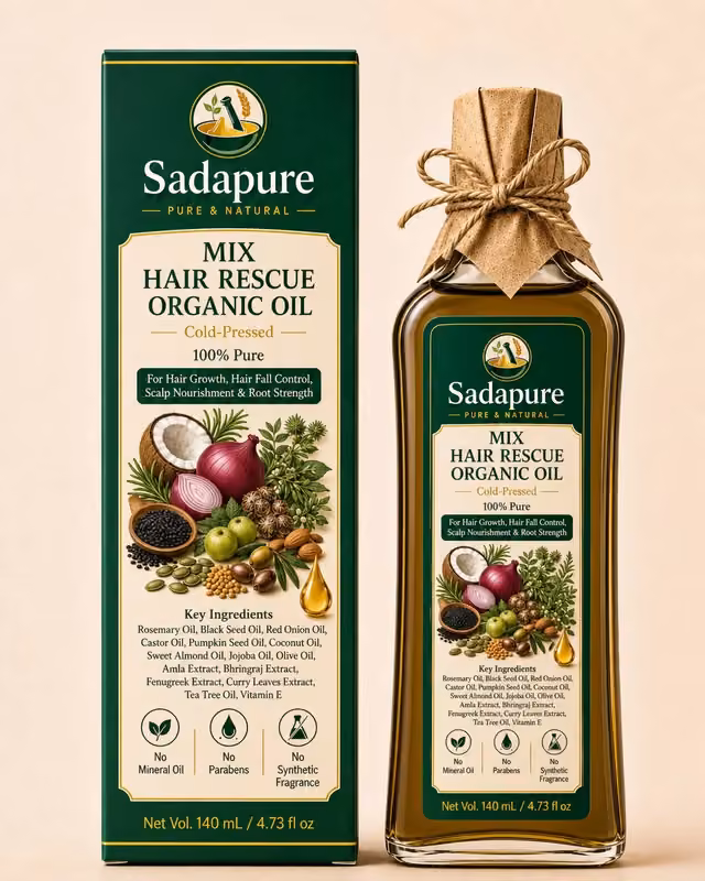 SadaPure Hair Growth Oil — Scalp Care & Hair Conditioning, 140 ml