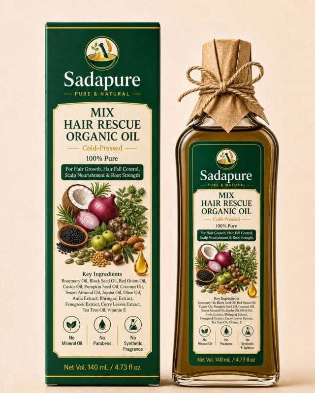 SadaPure Hair Growth Oil — Scalp Care & Hair Conditioning, 140 ml