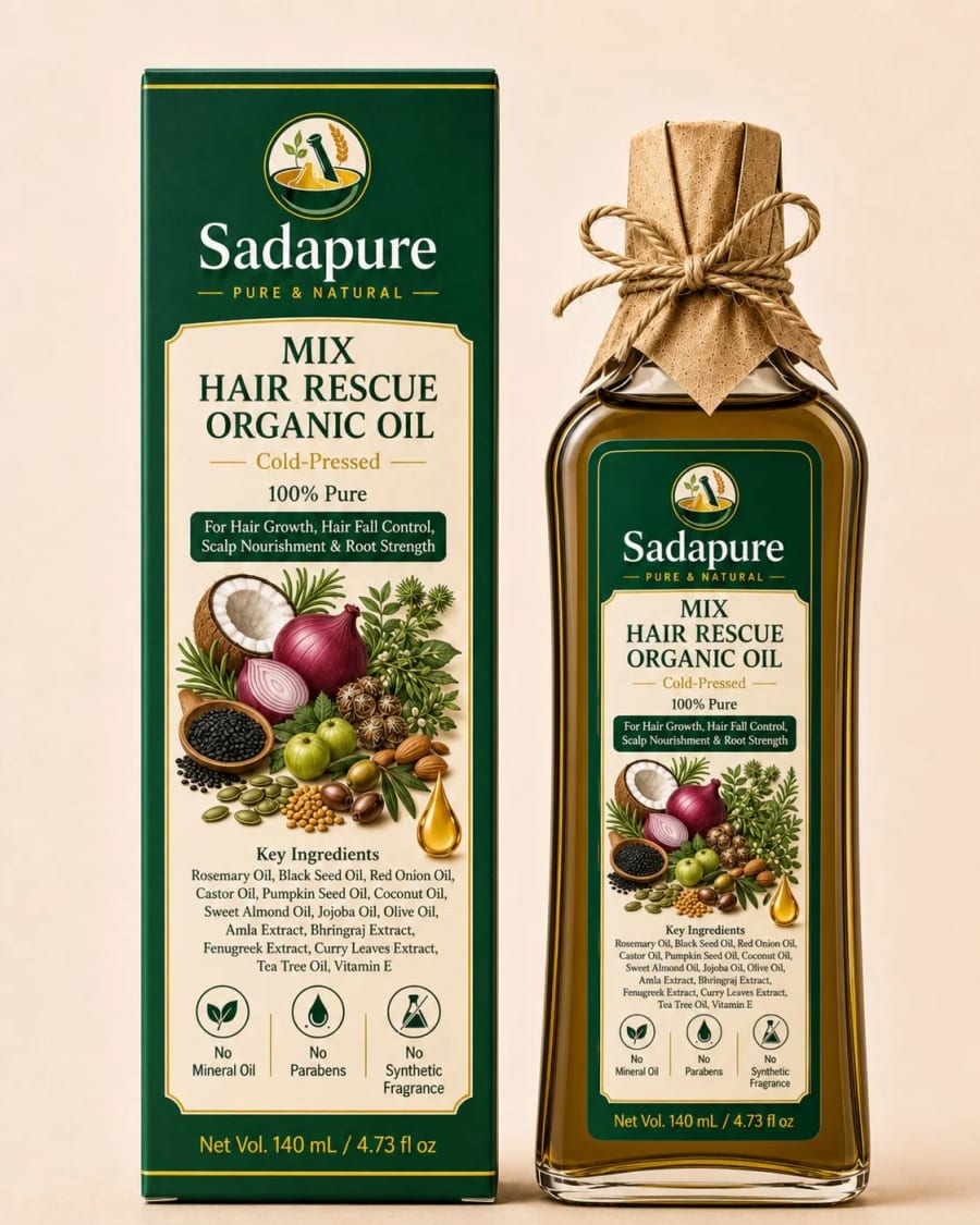 SadaPure Hair Growth Oil — Scalp Care & Hair Conditioning, 140 ml