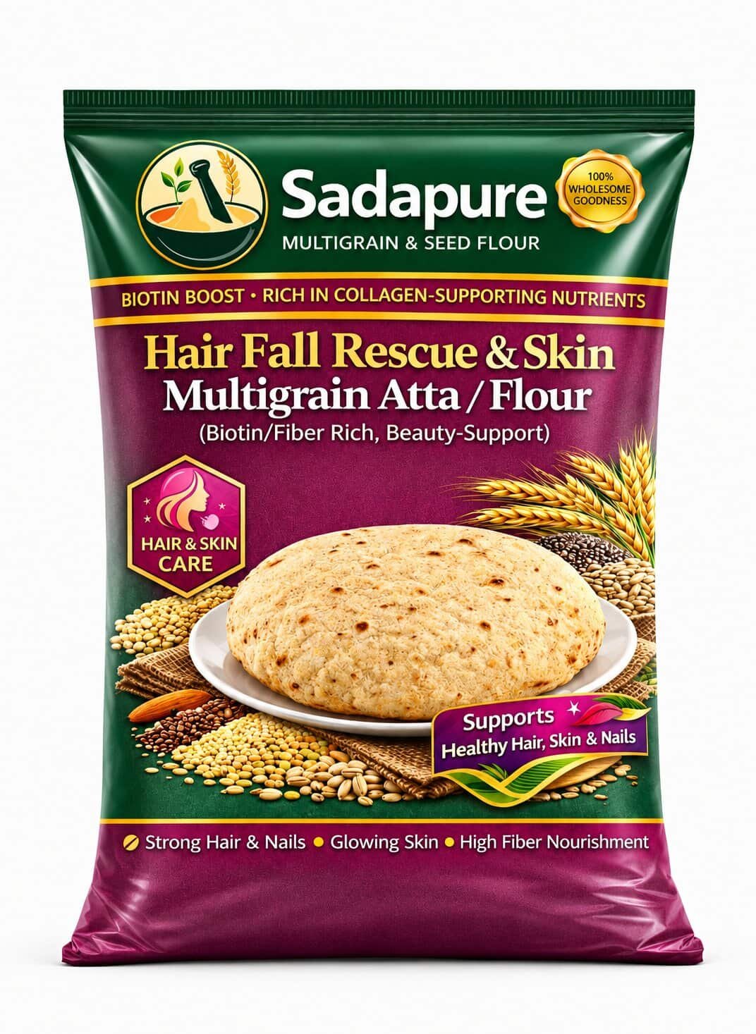 Hair Fall Rescue & Skin Multigrain Atta (Flour) — Fibre-Rich Blend