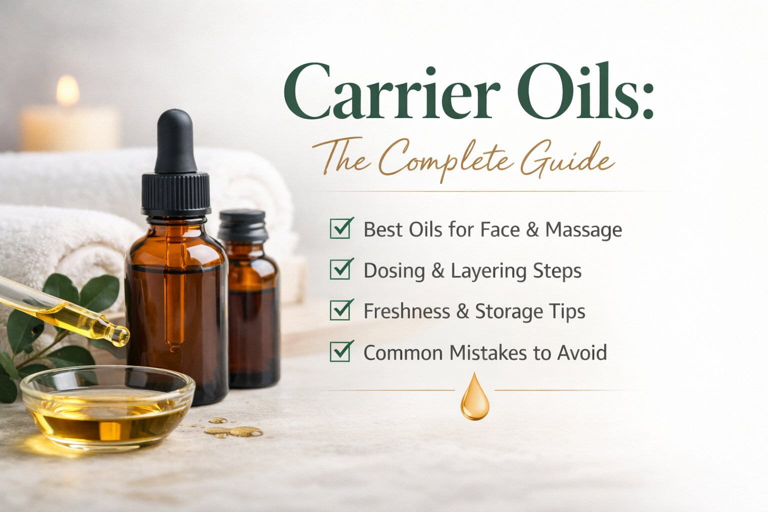 Carrier oils guide with skincare essentials