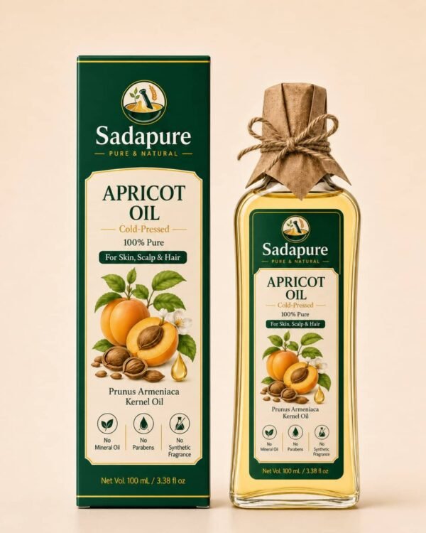 Pure Apricot Kernel Oil 100ml bottle for skin and hair care