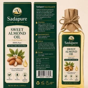 Sadapure Sweet Almond Oil bottle for skin and hair care