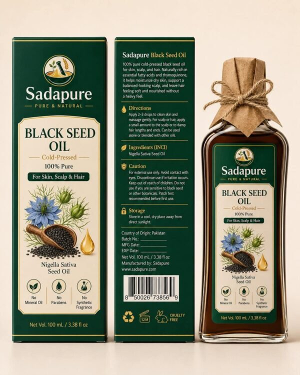 Sadapure Black Seed Oil 140ml cold pressed kalonji oil bottle