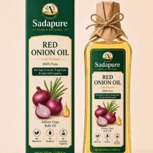 Sadapure Red Onion Oil bottle for hair growth and scalp massage